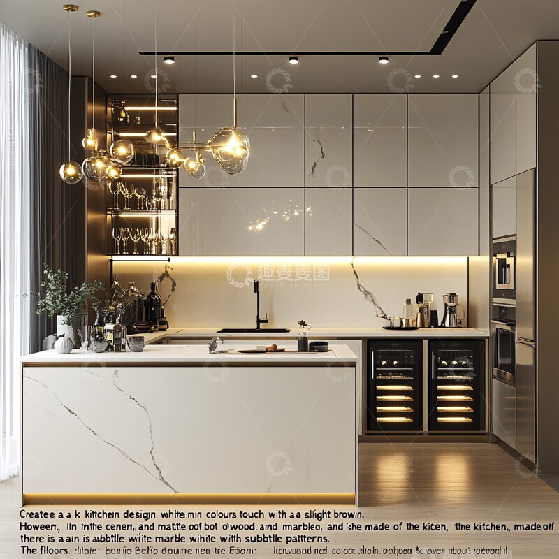 高清大图下载【趣麦麦图】白色奶油金色厨房2