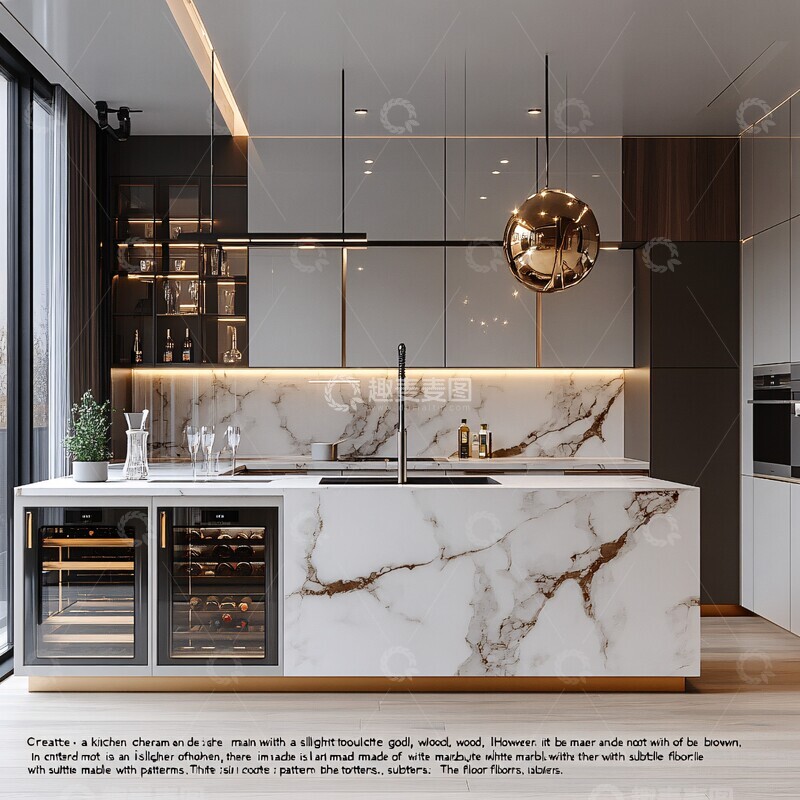 高清大图下载【趣麦麦图】白色奶油金色厨房3