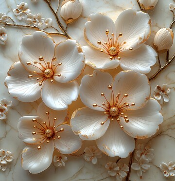 樱花金粉大理石壁画3