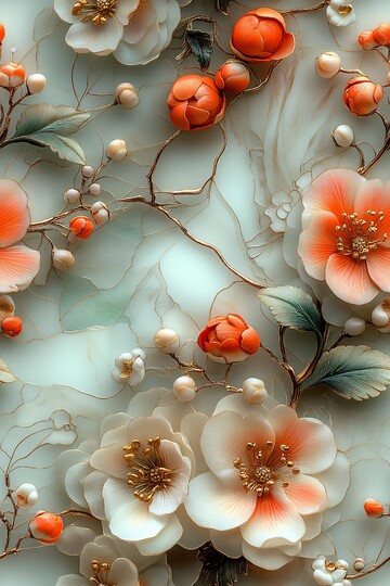 花朵金色边叶纹3