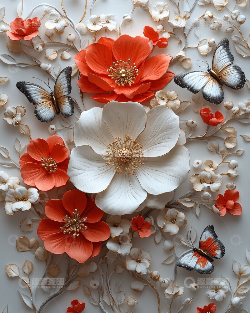 高清大图下载【趣麦麦图】红白花卉壁纸3