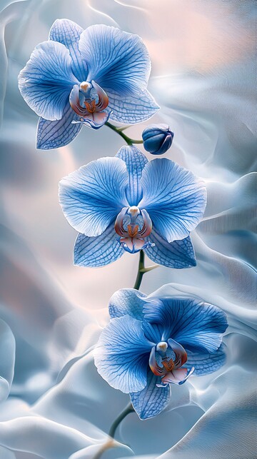 水纹丝绸蓝兰花3