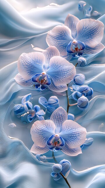 水纹丝绸蓝兰花2