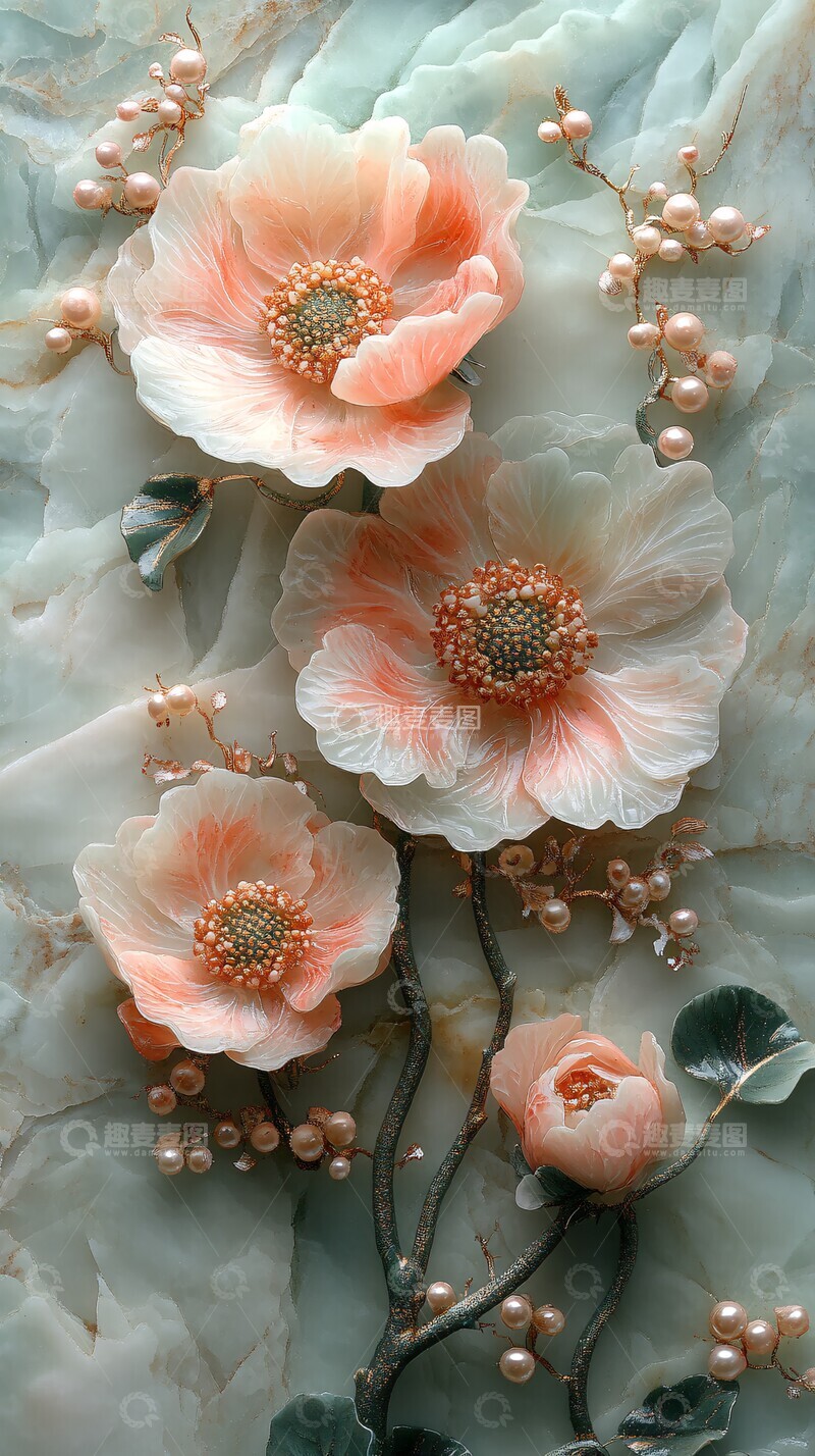 高清大图下载【趣麦麦图】玉雕水彩向日葵2