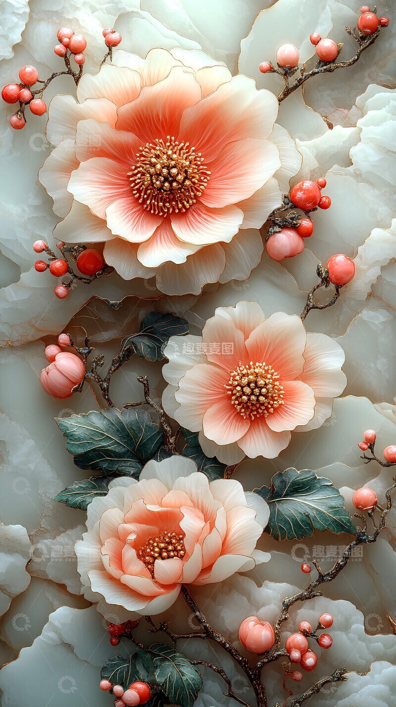 高清大图下载【趣麦麦图】玉雕水彩向日葵3