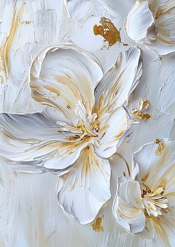 白花细绘白花油画细节3