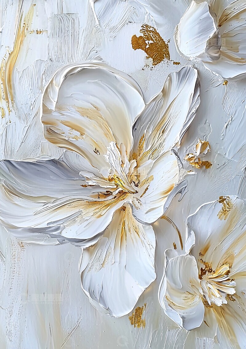 高清大图下载【趣麦麦图】白花细绘白花油画细节3