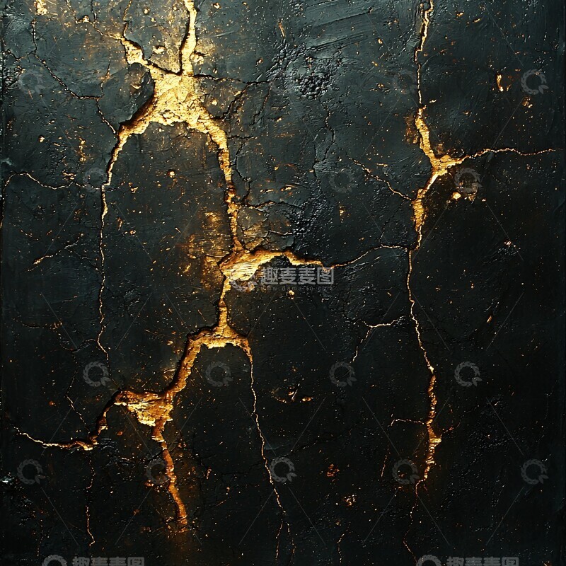 高清大图下载【趣麦麦图】黑底金纹背景3