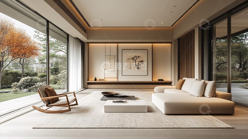 高清大图下载【趣麦麦图】日式简约客厅设计3