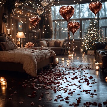 玫瑰花瓣心形气球装饰3