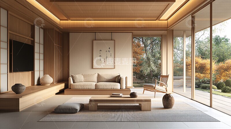 高清大图下载【趣麦麦图】日式简约客厅设计4