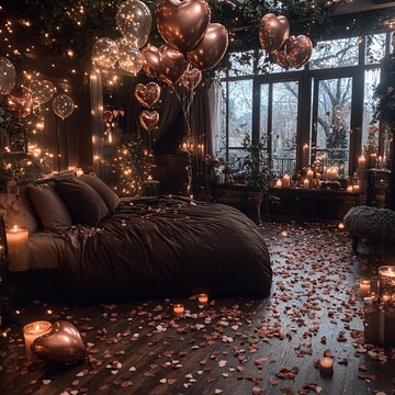 玫瑰花瓣心形气球装饰2