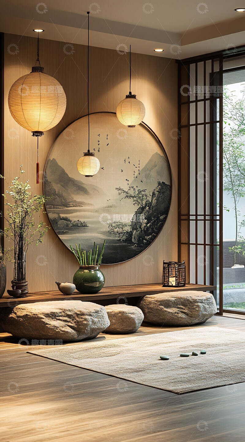 高清大图下载【趣麦麦图】中式禅意石景3