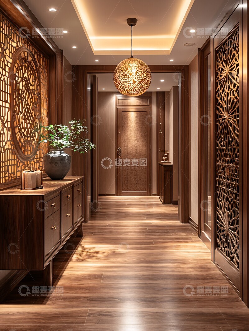 高清大图下载【趣麦麦图】中式玄关墙面装饰