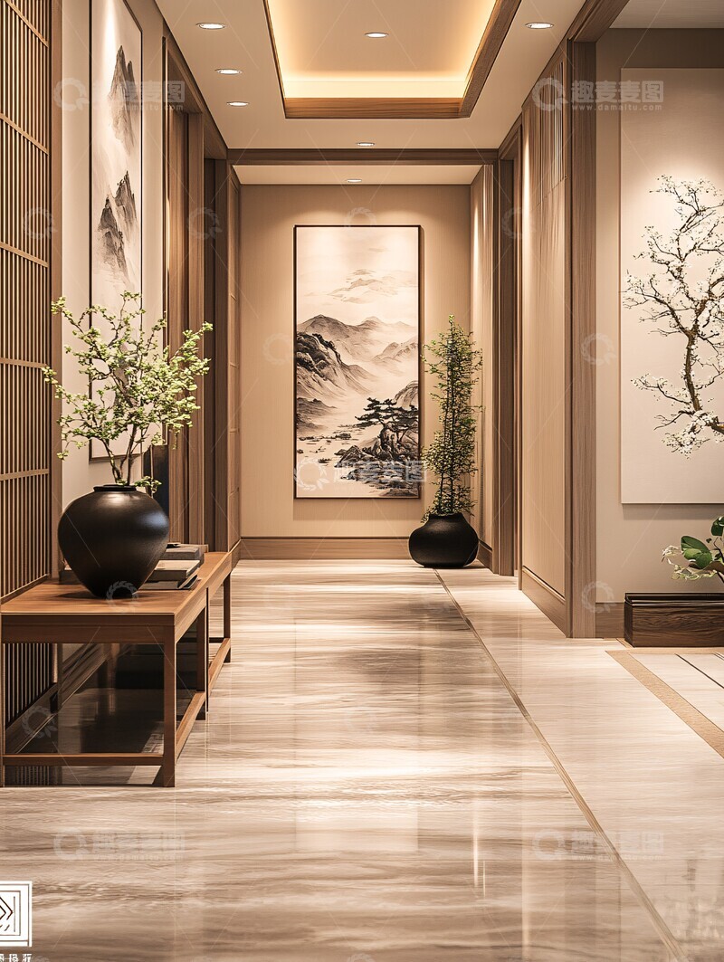 高清大图下载【趣麦麦图】中式走廊装饰设计3