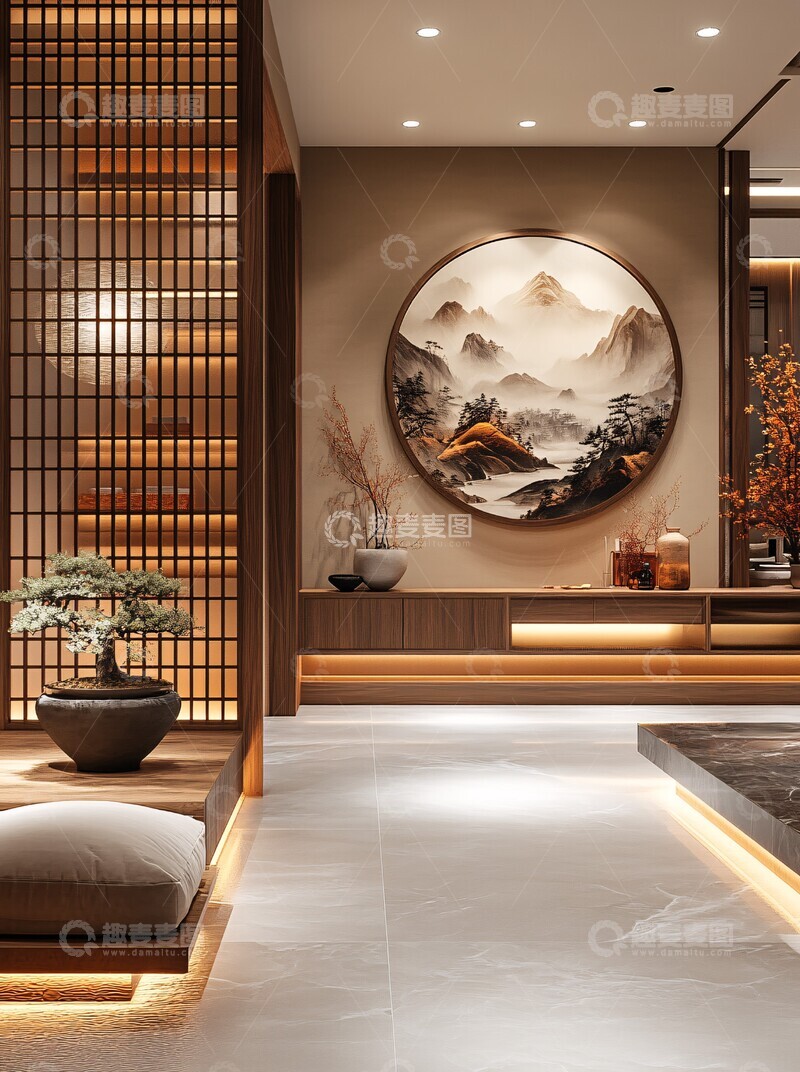 高清大图下载【趣麦麦图】中国风入口大厅设计3