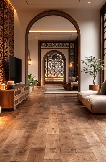 中式白墙木地板2