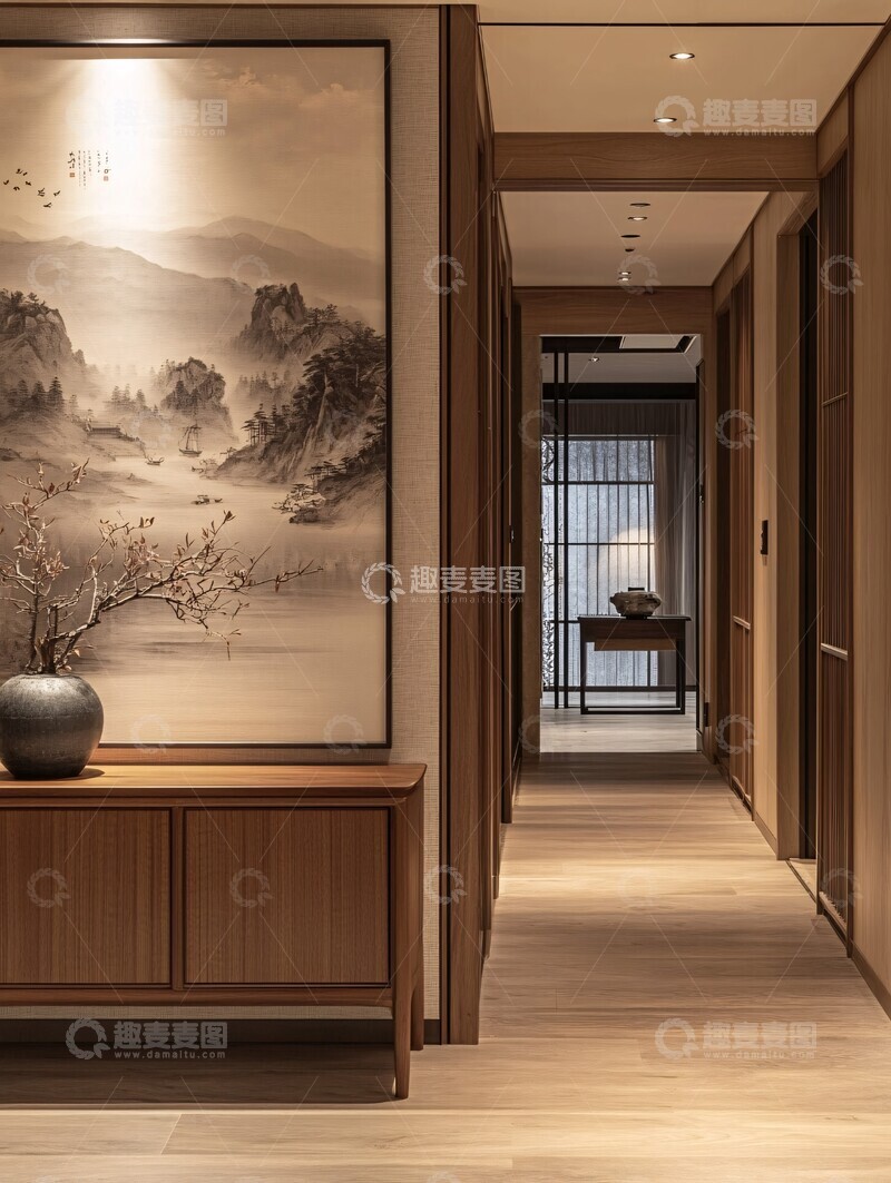 高清大图下载【趣麦麦图】中式走廊设计3