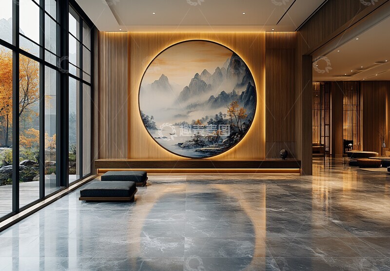 高清大图下载【趣麦麦图】中式山水画中式山水背景2