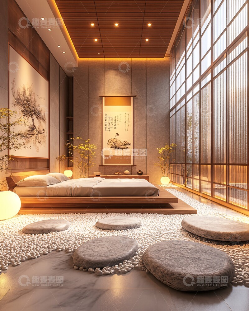 高清大图下载【趣麦麦图】现代中式卧室设计3