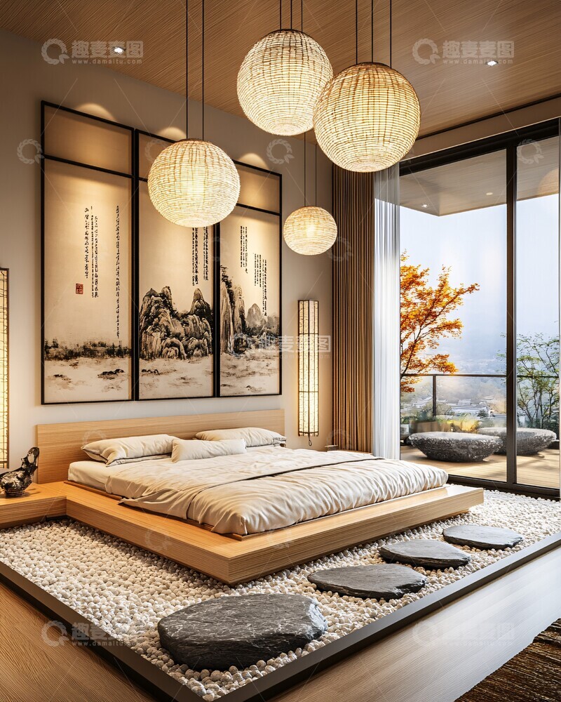 高清大图下载【趣麦麦图】现代中式卧室设计2