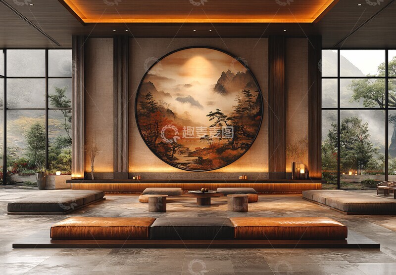 高清大图下载【趣麦麦图】中式山水画中式山水背景3