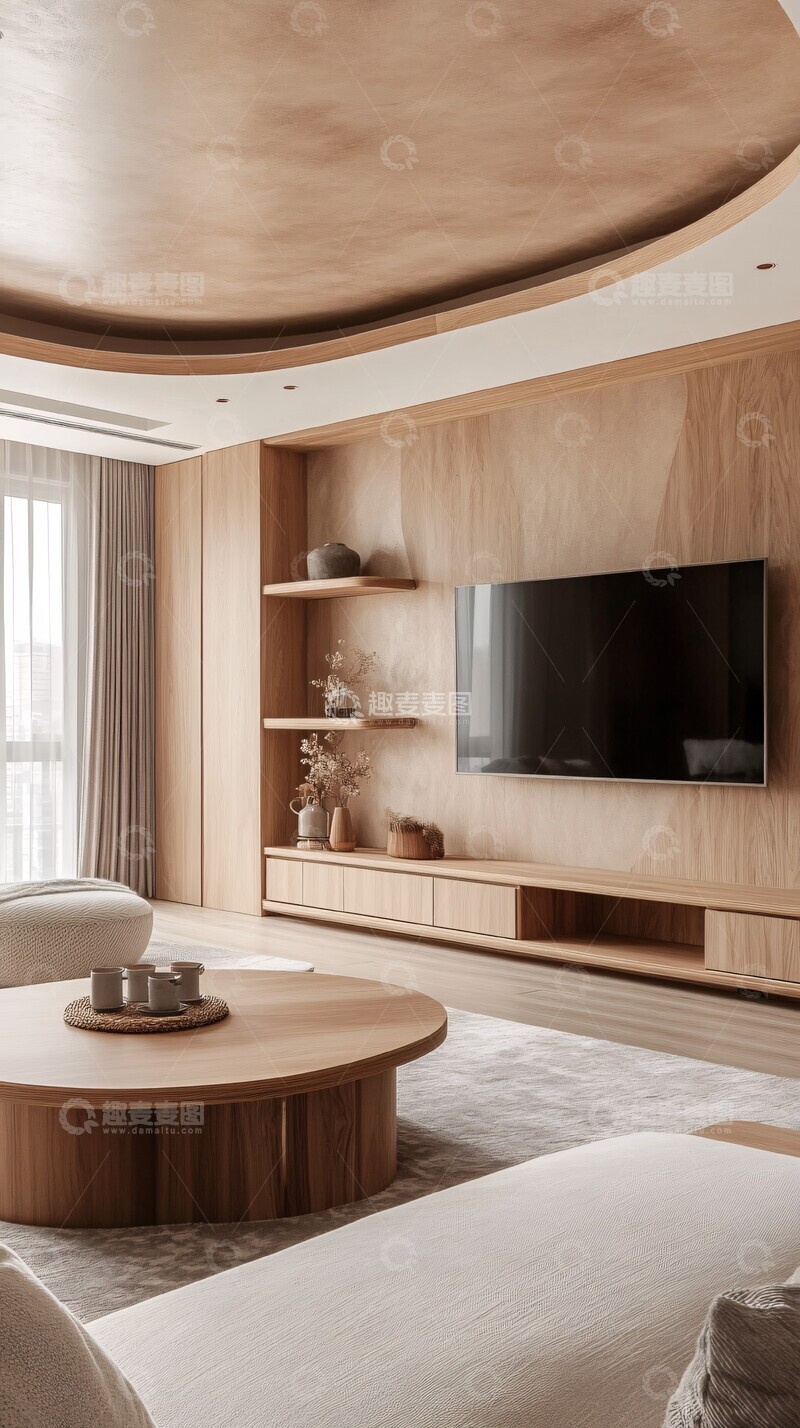 高清大图下载【趣麦麦图】木质客厅设计2