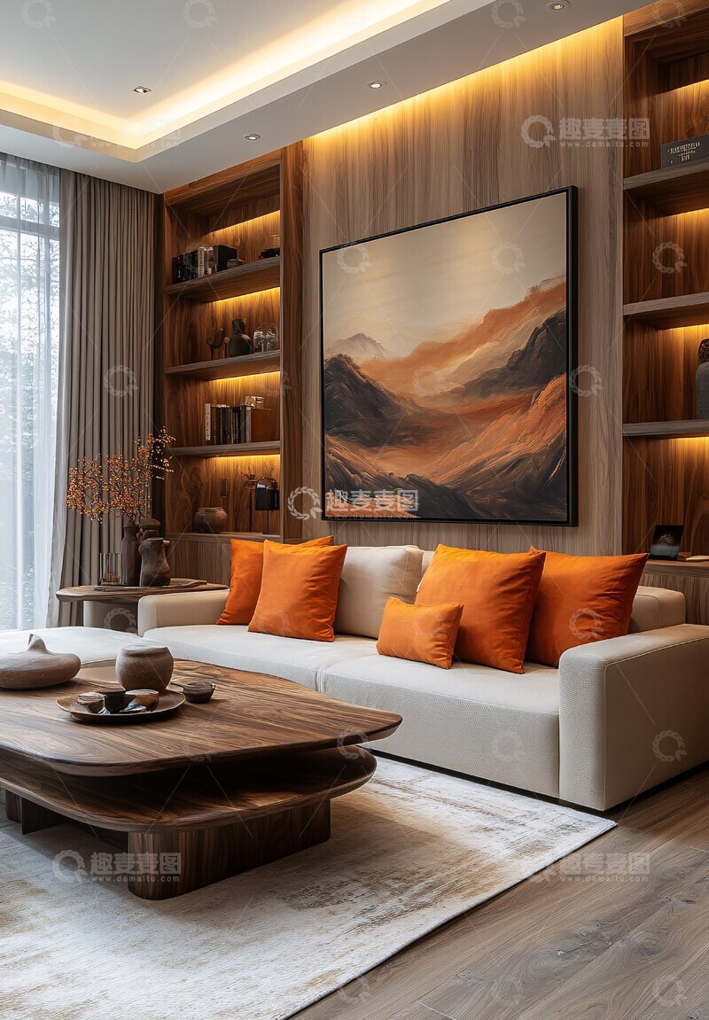 高清大图下载【趣麦麦图】中式简约客厅5