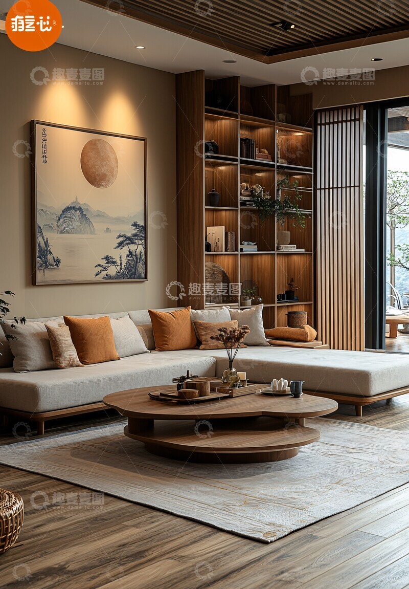 高清大图下载【趣麦麦图】中式简约客厅4