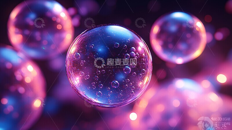 高清大图下载【趣麦麦图】泡泡紫蓝渐变背景3