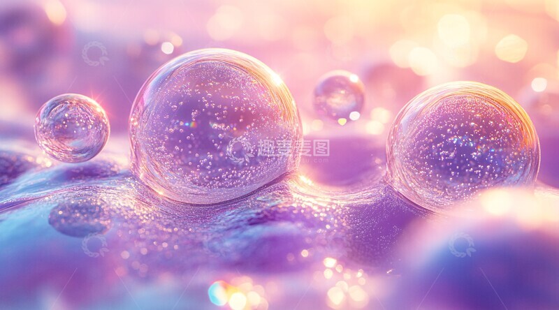 高清大图下载【趣麦麦图】紫色背景气泡3