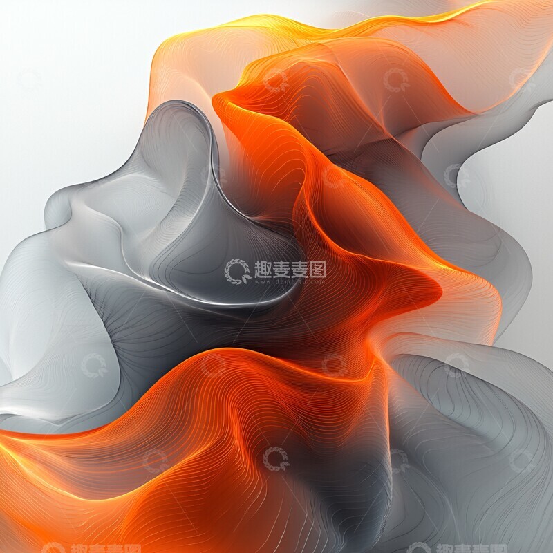 高清大图下载【趣麦麦图】灰橙线条流动形3