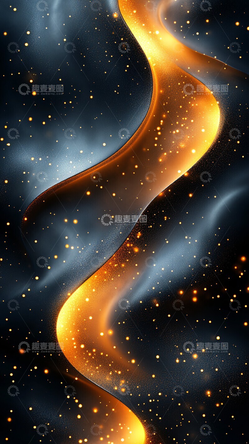 高清大图下载【趣麦麦图】金色曲线科技背景2