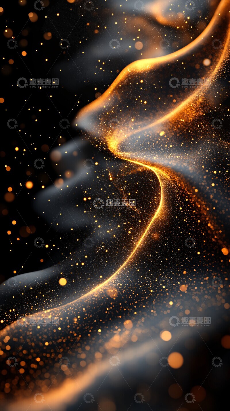 高清大图下载【趣麦麦图】金色波浪线粒子2