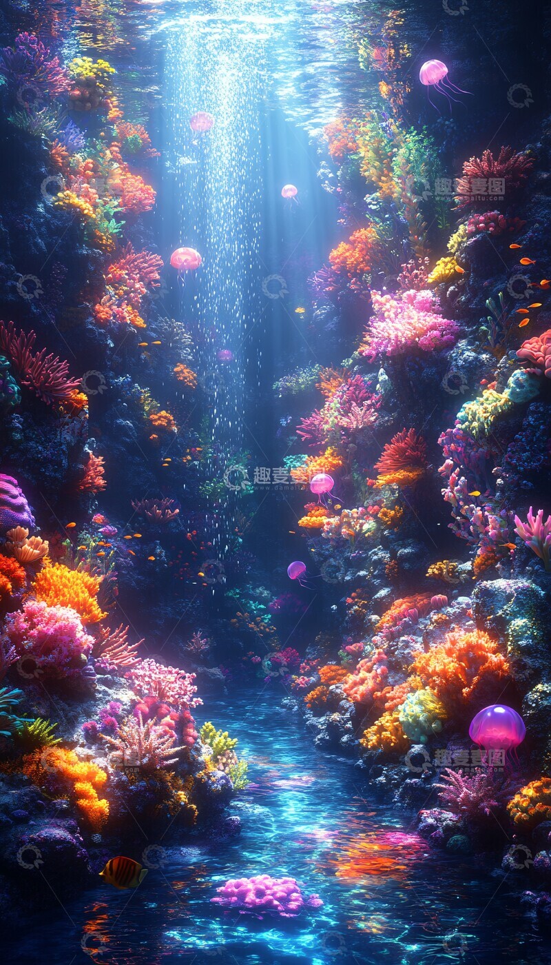 高清大图下载【趣麦麦图】珊瑚礁与电鳗2
