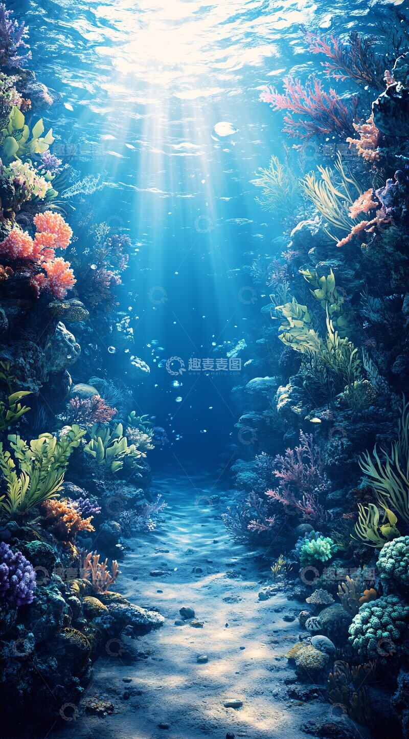 高清大图下载【趣麦麦图】海底珊瑚群海底珊瑚阳光3