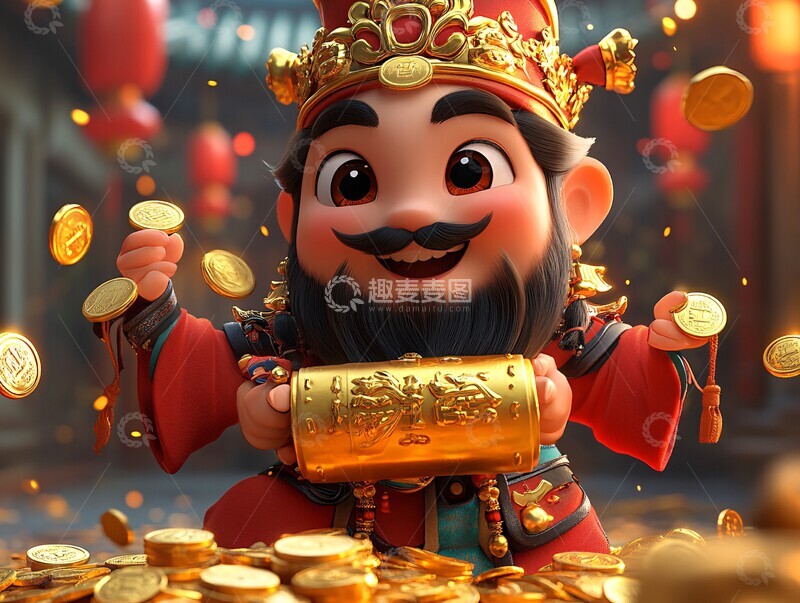 高清大图下载【趣麦麦图】财神手持金元宝6
