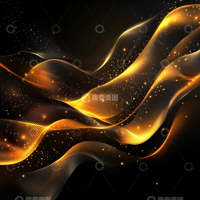 高清大图下载【趣麦麦图】金色波浪抽象设计