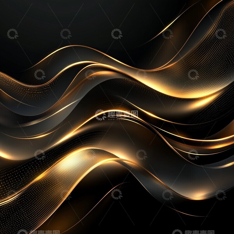 高清大图下载【趣麦麦图】金色波浪抽象设计2