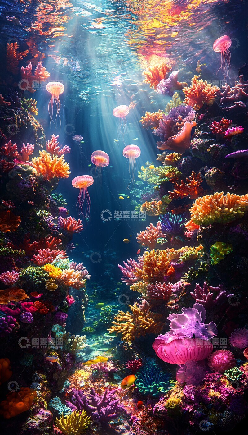 高清大图下载【趣麦麦图】珊瑚礁与电鳗3