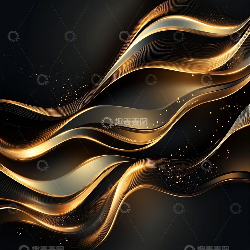 高清大图下载【趣麦麦图】金色波浪抽象设计1