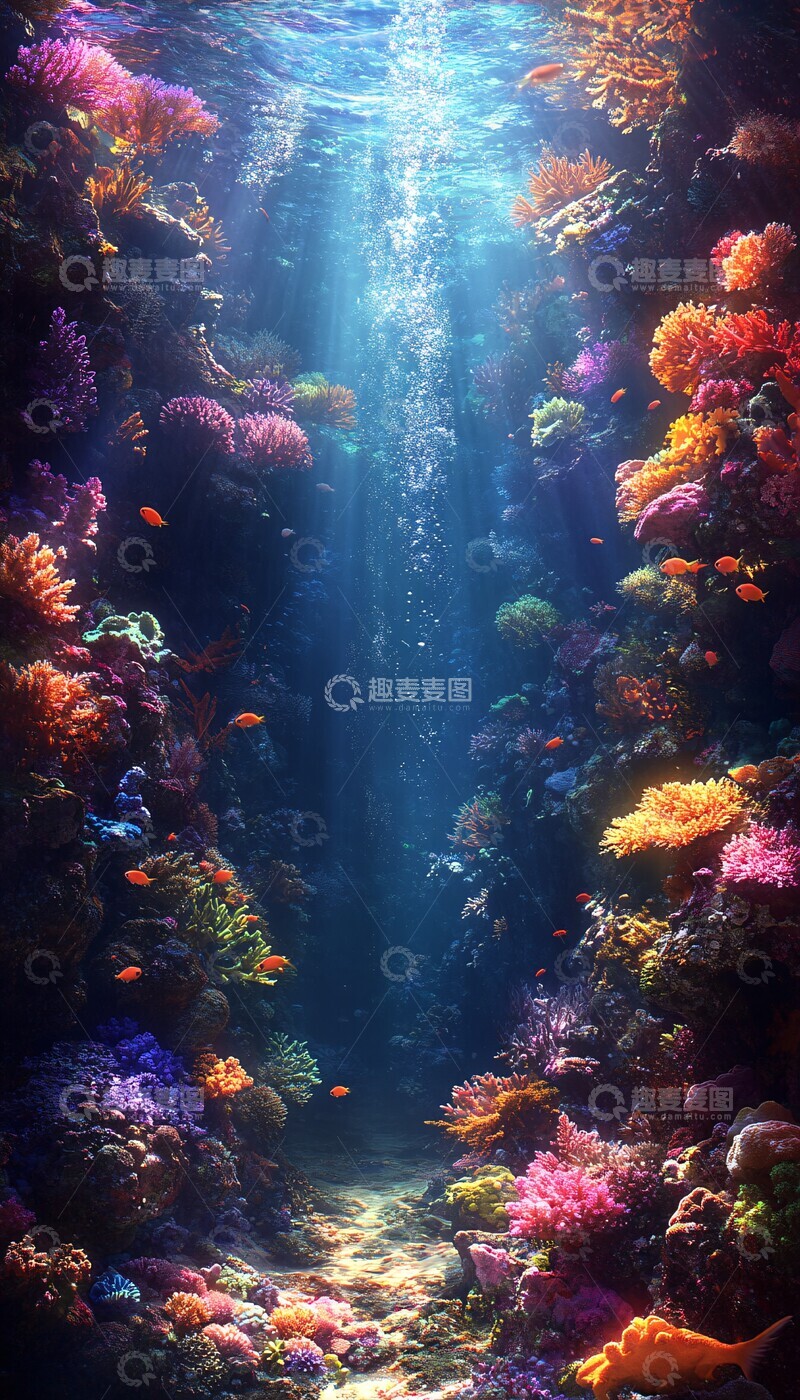 高清大图下载【趣麦麦图】海底珊瑚鱼群8