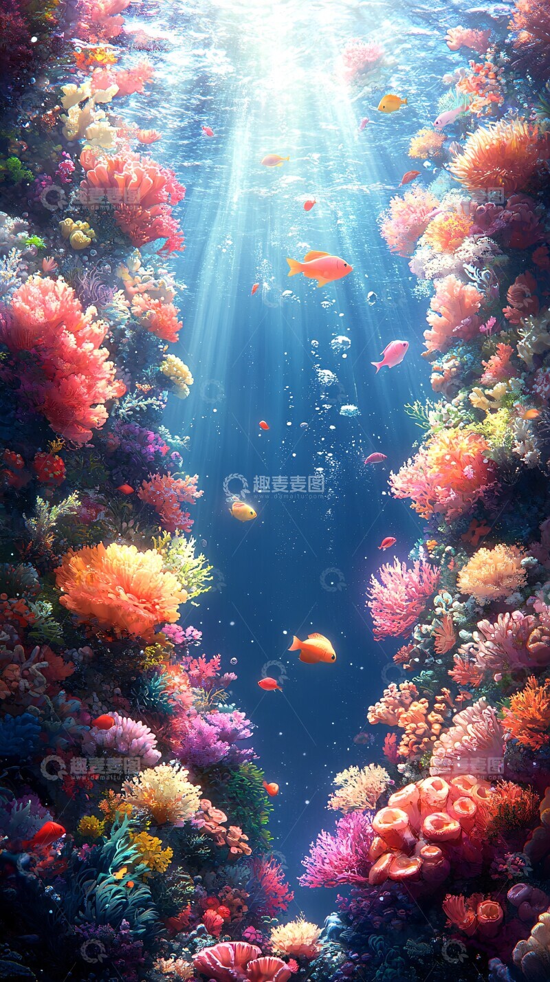 高清大图下载【趣麦麦图】珊瑚鱼群海域3