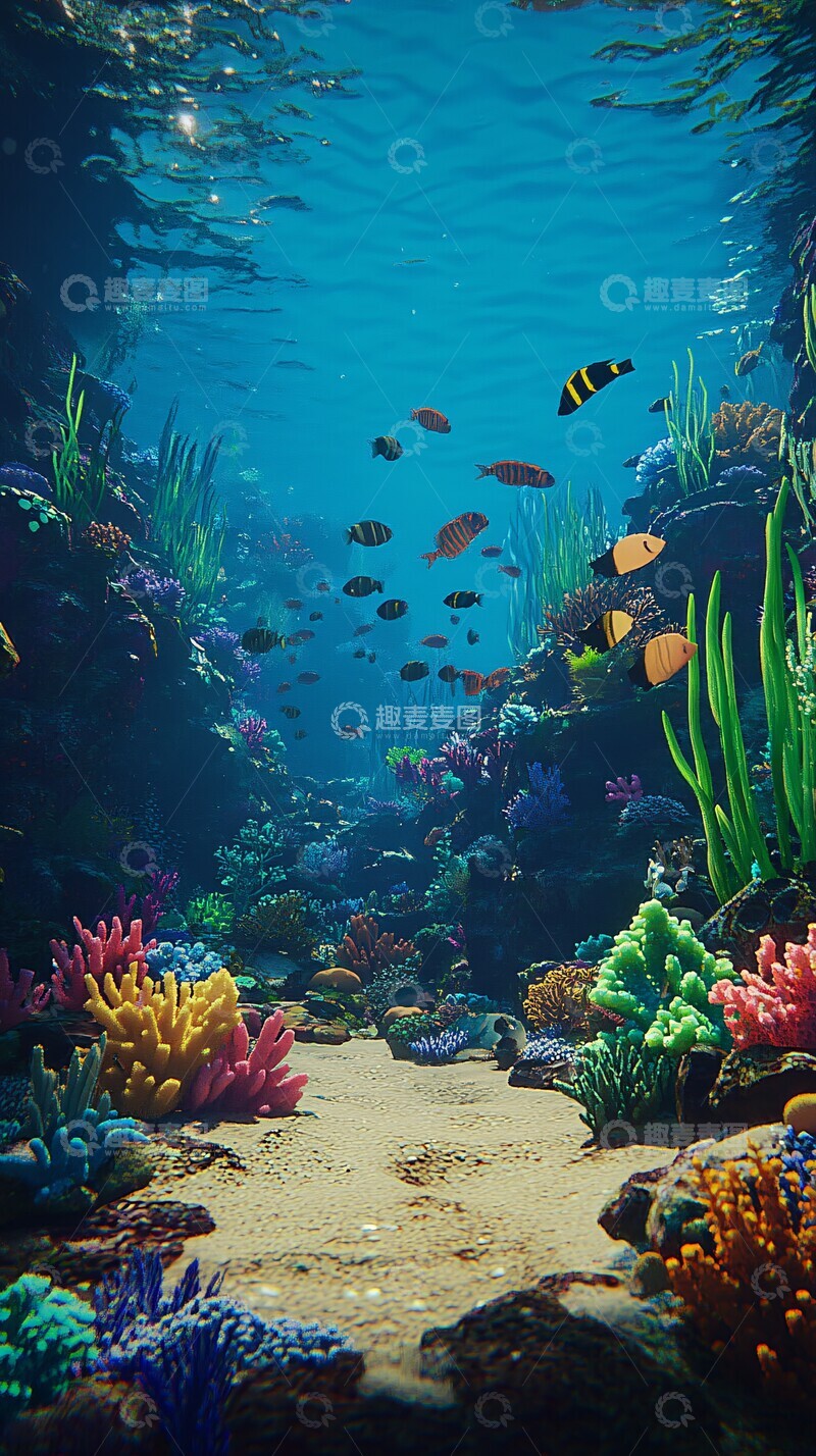 高清大图下载【趣麦麦图】珊瑚礁鱼群珊瑚鱼群水下2