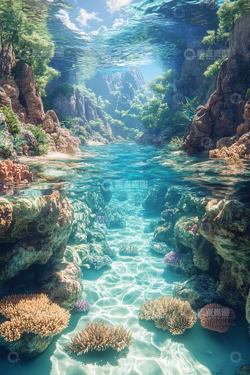高清大图下载【趣麦麦图】珊瑚礁旁的水下景象2