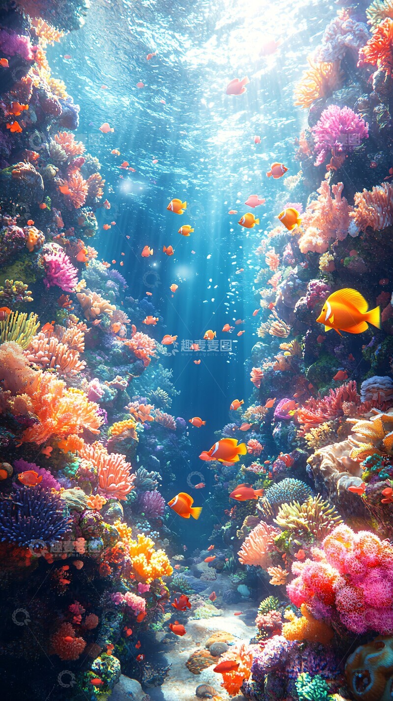 高清大图下载【趣麦麦图】珊瑚鱼群海域2