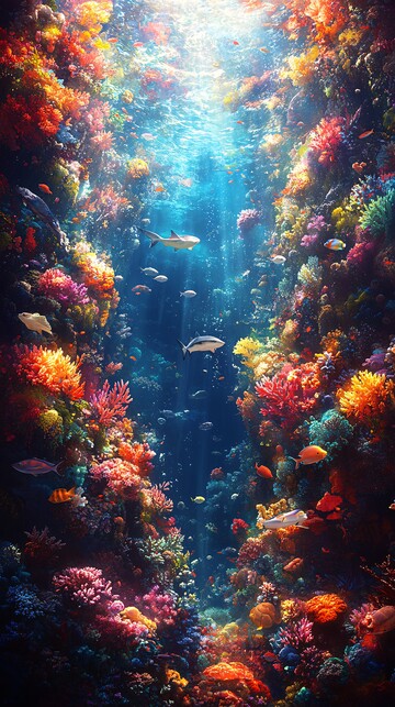 珊瑚礁鱼群珊瑚章鱼海洋1