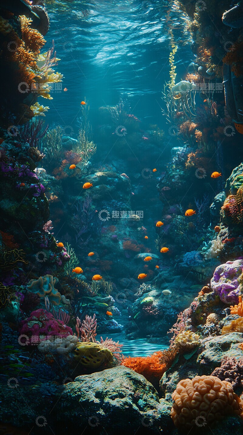 高清大图下载【趣麦麦图】珊瑚礁鱼群珊瑚鱼群水下1