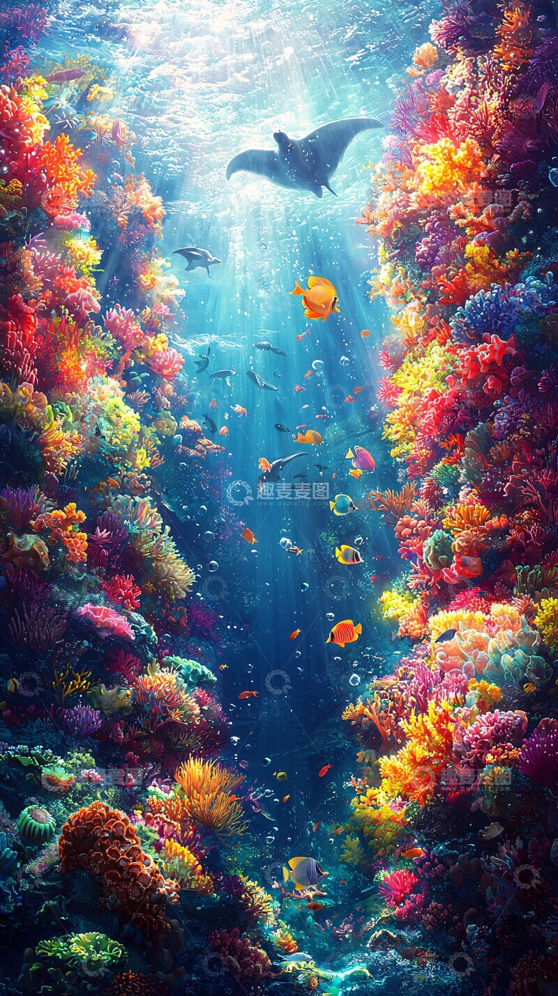 高清大图下载【趣麦麦图】海底珊瑚与鱼群2