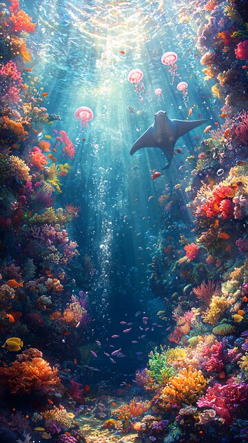 海底珊瑚与鱼群1